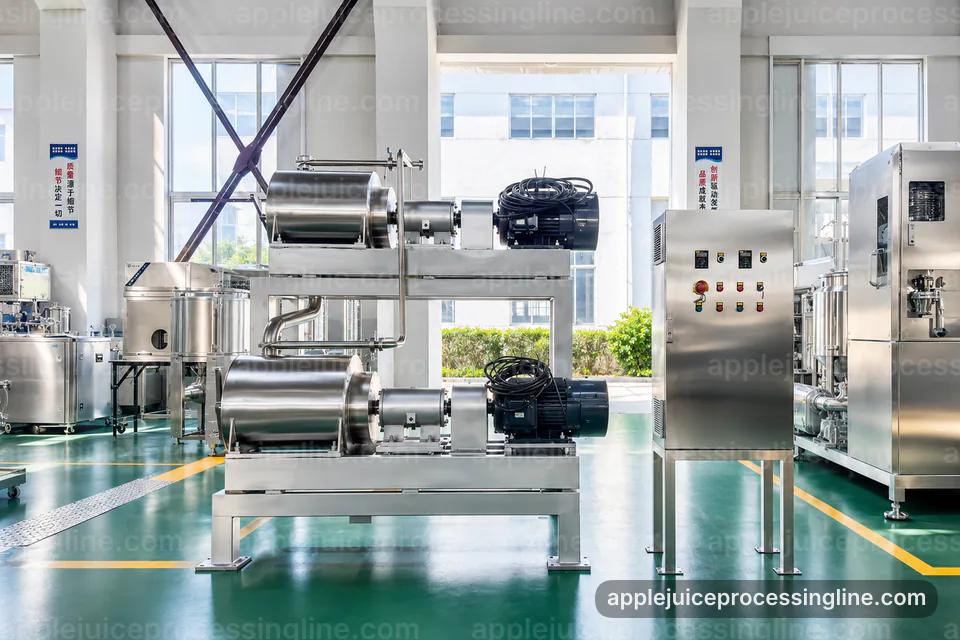 Industrial Apple Juice Processing Line: Process Scope And Configuration Operating Stage industrial apple juice processing line, process scope and configuration: apple press operating stage