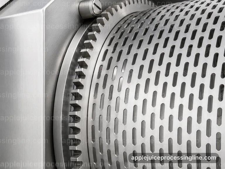industrial apple juice processing line, plant integration: apple press connection view
