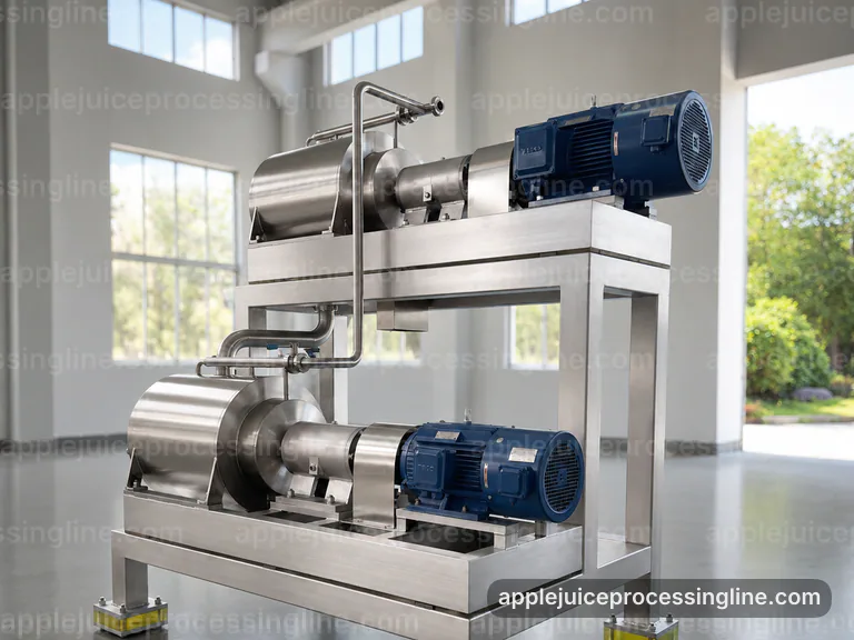 industrial apple juice processing line, process sequence: apple press connection view